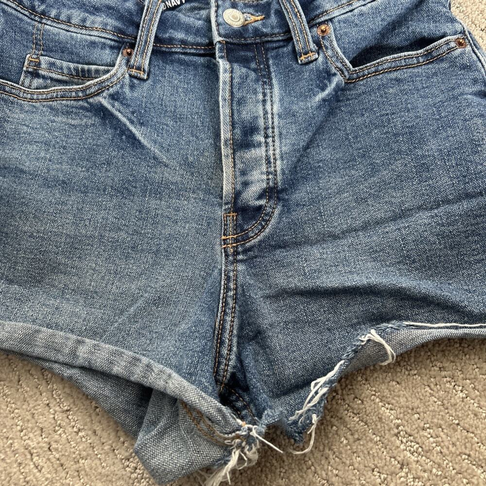 Old Navy Women's Sky-Hi A-Line Jean Shorts Button Fly Size 4 - Picture 3 of 6